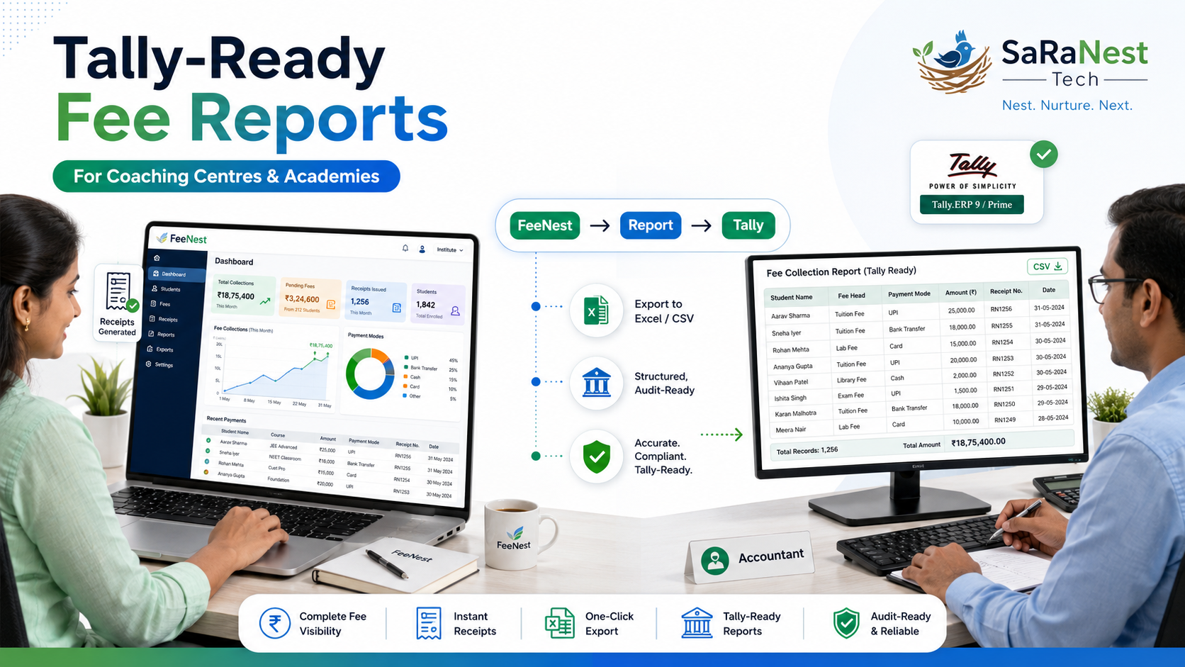 Tally-Ready Fee Reports for Coaching Centres and Academies